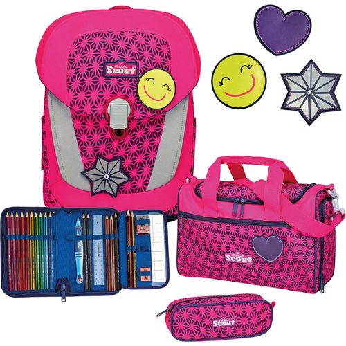 Scout Schulranzen Neon Safety Sunny II Set 4-teilig Pink Glow neonpink
