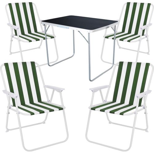 5-tlg Camping Set Gartenmöbel Campingtisch + 4 Campingstuhl Klappstuhl