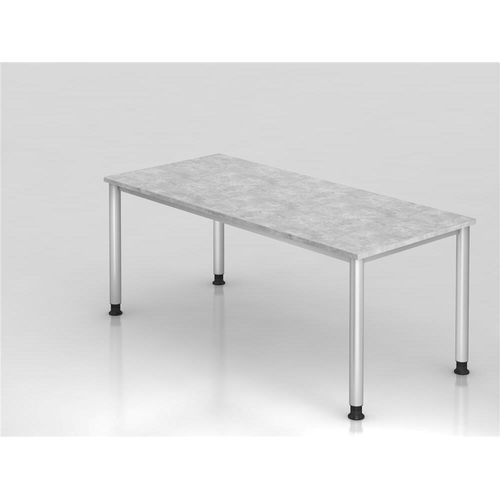 Schreibtisch 4-Fuß-rund 180x80cm Beton/Silber