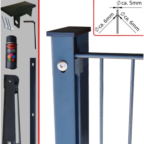 Doppelstabmattenzaun 6-5-6 Anthrazit inkl Pfosten und Eckpfosten Abdeckleiste Höhe: 1830 mm ST_Zaun_mit_Eckpfosten:50 m | inkl 2 Eckpfosten