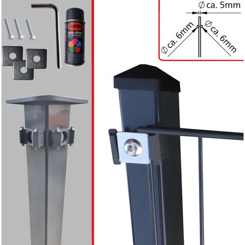 DSMZ 656 Anthrazit Klemm mit Eckpfosten Höhe: 830 mm ST_Zaun_mit_Eckpfosten:15 m | inkl 2 Eckpfosten