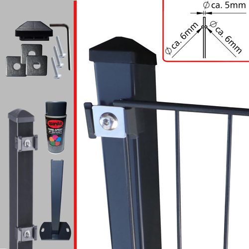Doppelstabmattenzaun 6-5-6 Anthrazit Klemmplättchen Aufdübeln Höhe: 1030 mm 90 m