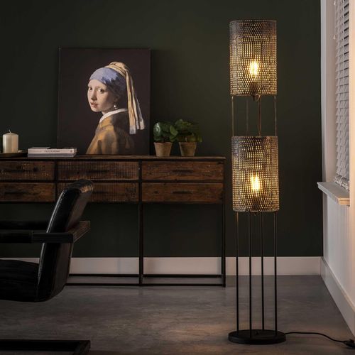 Industrielle Stehlampe – 2 Lampen – Panzerrohr – Grau