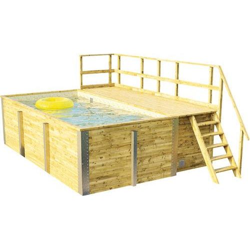 Aufstellpool Holzpool-Set Weka 595 rechteckig 490x315x201 cm inkl. Bodenschutzvlies, Filteranlage, Filtersand, Innenauskleidung sand/weiß