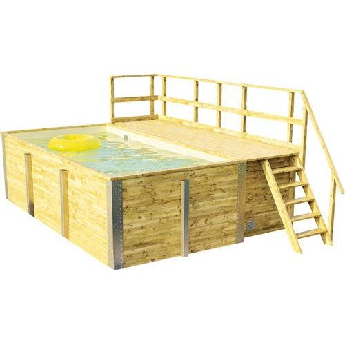 Aufstellpool Holzpool-Set Weka 595 rechteckig 490x315x201 cm inkl. Bodenschutzvlies, Filteranlage, Filtersand, Innenauskleidung sand