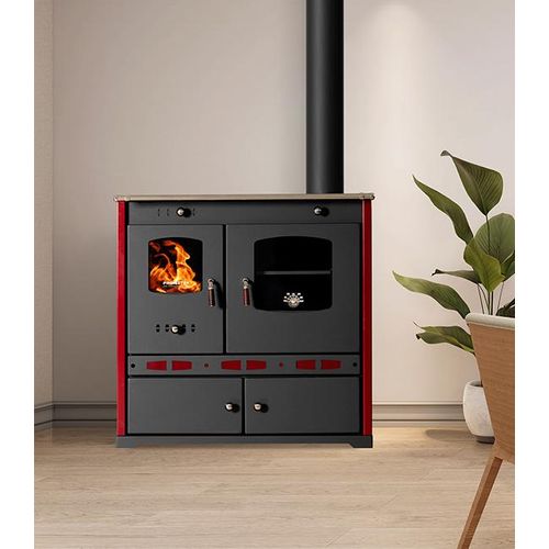 EEK A+ Kaminofen mit Backfach und Herdplatte Perfect Lux Eco Holzofen 7.5 kW Kamin Ofen Dauerbrandofen Werkstattofen Schwedenofen Hüttenofen Heizofen