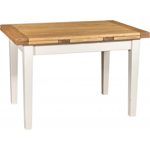 Massivholz tische 120x80x80 cm, Esstisch landhausstil, Esstisch ausziehbar massiv, Weiß/Holz