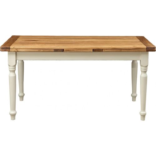 Massivholz tische 160x90x80 cm, Esstisch ausziehbar massiv, Esstisch landhausstil, Weiß/Holz