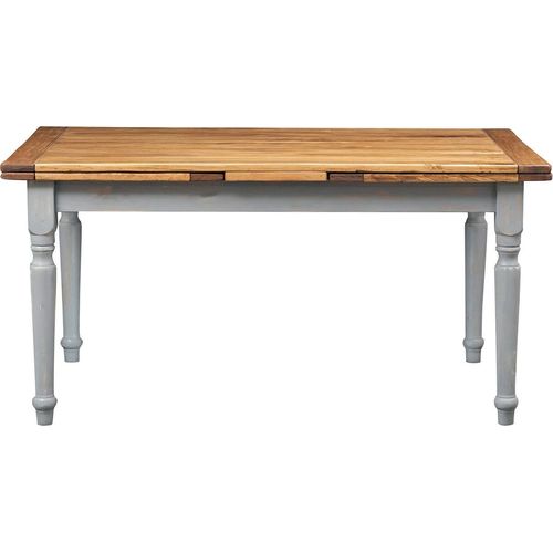 Massivholz tische 160x90x80 cm, Esstisch ausziehbar massiv, Esstisch landhausstil, Weiß/Grau