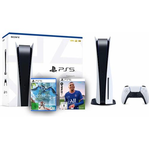 PlayStation 5 PS5 Disc Edition 825GB Weiß inkl. FIFA 22 & Horizon Forbidden West