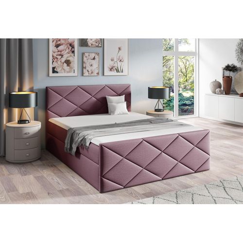 Boxspringbett Schlafzimmerbett KOSMOS 120x220cm Stoff Fancy Altrosa