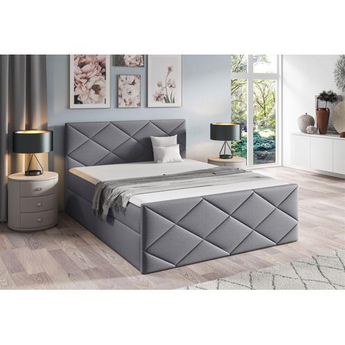 Boxspringbett Schlafzimmerbett KOSMOS 180x220cm Stoff Fancy Grau