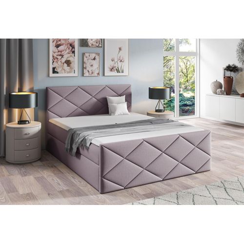 Boxspringbett Schlafzimmerbett KOSMOS 140x220cm Stoff Monolith Lavendel