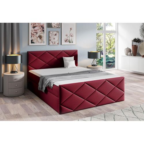 Boxspringbett Schlafzimmerbett KOSMOS 180x200cm Stoff Monolith Rot