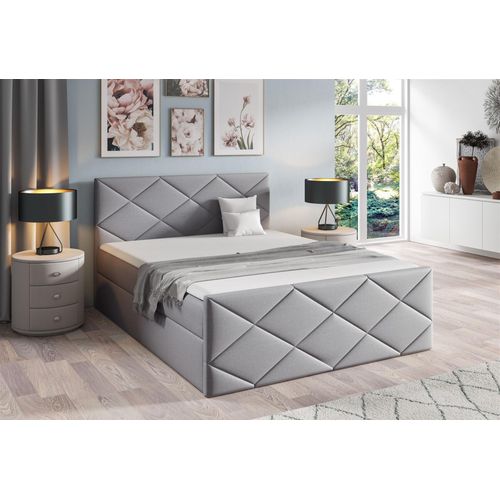 Boxspringbett Schlafzimmerbett KOSMOS 120x220cm Stoff Inari Hellgrau