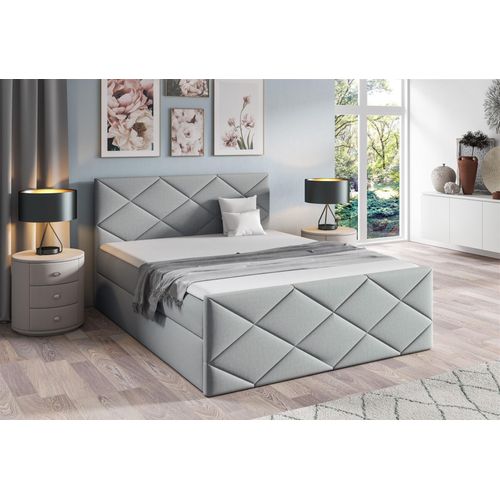 Boxspringbett Schlafzimmerbett KOSMOS 180x200cm Stoff Monolith Hellgrau