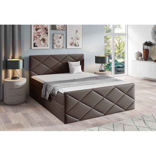 Boxspringbett Schlafzimmerbett KOSMOS 180x200cm Stoff Inari Braun