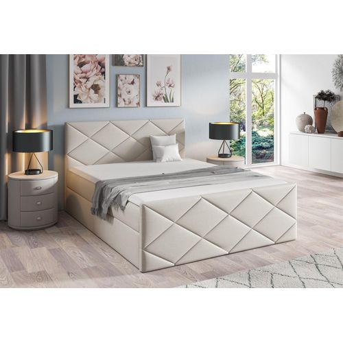 Boxspringbett Schlafzimmerbett KOSMOS 120x220cm Stoff Inari Beige