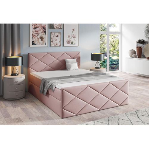 Boxspringbett Schlafzimmerbett KOSMOS 180x200cm Stoff Inari Rose