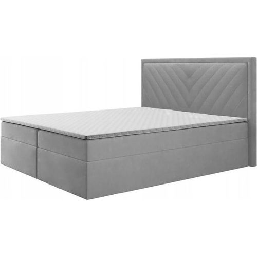 Boxspringbett POLI , Topper Federkern , 160 x 200 cm , ( Grau - Manila 15 )
