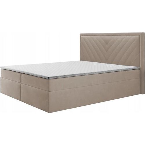 Boxspringbett POLI , Topper Federkern , 140 x 200 cm , ( Creme - Manila 02 )