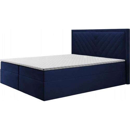 Boxspringbett POLI , Topper Federkern , 140 x 200 cm , ( Blau - Kronos 09 )