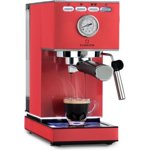 Klarstein Pausa Espressomaker, Siebträger mit 1350 Watt, Espressomaschine 7-9 Bar Druck, Espresso Siebträger mit Wassertank: 1,4 Liter Edelstahl ,rot