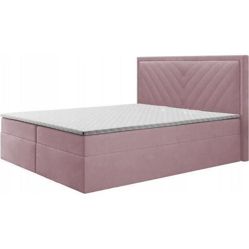 Boxspringbett POLI , Topper Federkern , 160 x 200 cm , ( Rosa - Kronos 27 )