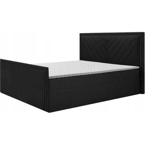 Boxspringbett POLI 2 , Topper Federkern , 140 x 200 cm , ( Schwarz - Kronos 07 )