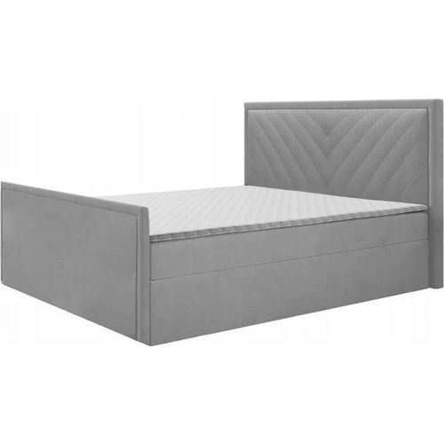 Boxspringbett POLI 2 , Topper Federkern , 140 x 200 cm , ( Grau - Manila 15 )