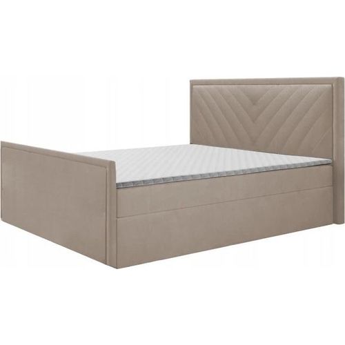 Boxspringbett POLI 2 , Topper Federkern , 160 x 200 cm , ( Creme - Manila 02 )