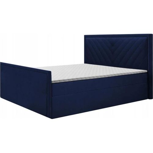 Boxspringbett POLI 2 , Topper Federkern , 160 x 200 cm , ( Blau - Kronos 09 )