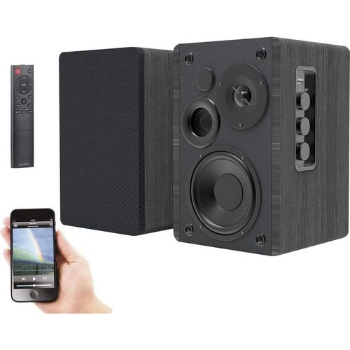 auvisio MSS-95.usb Aktives Stereo-Regallautsprecher-Set Holz-Gehäuse Bluetooth 5 120 W Box Soundbox Boxen Speaker HiFi Audio Anlage Sound Musik