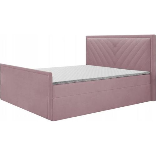 Boxspringbett POLI 2 , Topper Federkern , 160 x 200 cm , ( Rosa - Kronos 27 )