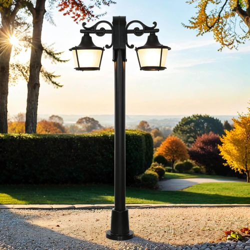 Kandelaber Haus Terrasse IP23 Schwarz E27 122 cm Glas Rustikal Laterne
