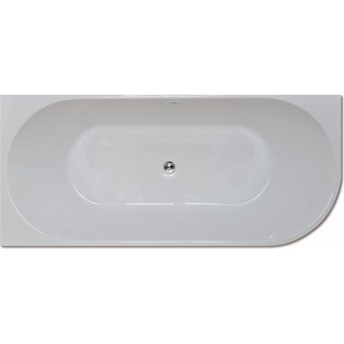 Badewanne Acryl Rechte Seite abgerundet 180 x 80 Wand aus Acryl Farbe weiß, NEW-14302
