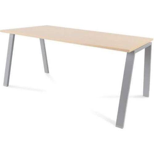 Schreibtisch Blanca BxTxH 160x80x73cm Gestell grau Platte Melamin buche.