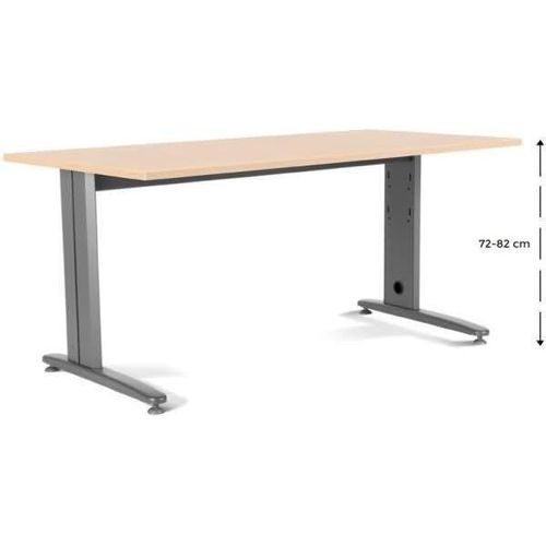 Schreibtisch Metal BxTxH 180x80x72cm Platte einstellbar Gestell grau Platte Melamin buche