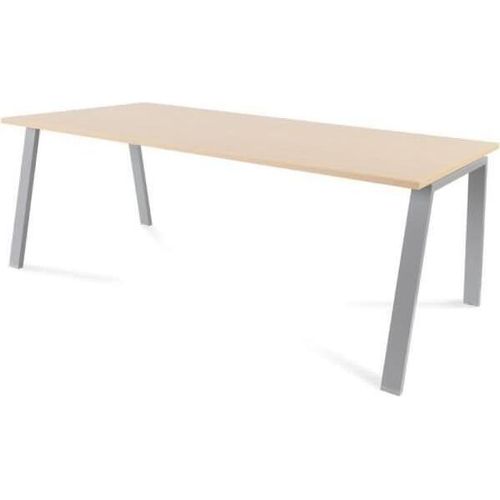 Schreibtisch Blanca BxTxH 200x100x73cm Gestell grau Platte Melamin buche.