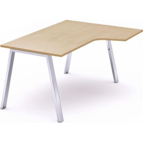 Schreibtisch Blanca L-Form rechts BxTxH 160x120x73cm Gestell verchromt Platte Melamin buche.