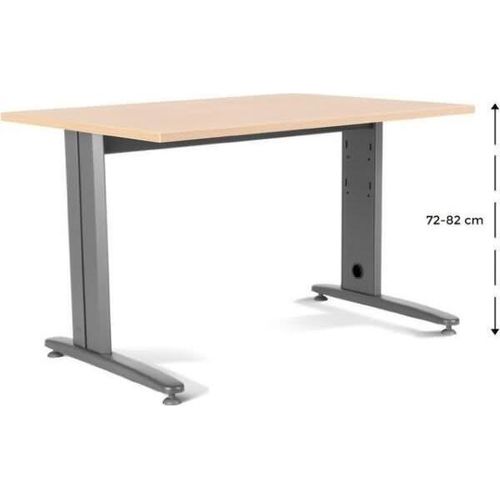 Schreibtisch Metal BxTxH 140x80x72cm Platte einstellbar Gestell grau Platte Melamin buche.