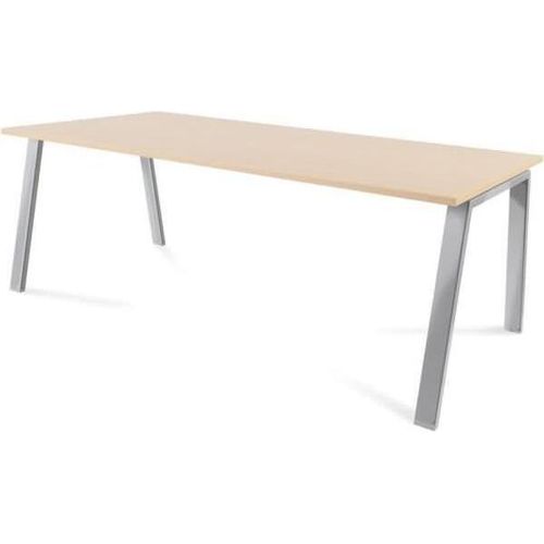 Schreibtisch Blanca BxTxH 200x100x73cm Gestell verchromt Platte Melamin buche