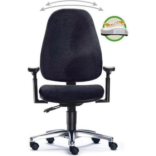 Bürodrehstuhl Lady Fitness m. Armlehne Alu-Fußkreuz Hartboden schwarz