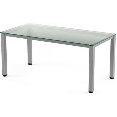 Schreibtisch Executive BxTxH 120x80x73cm Gestell grau Platte Glas satiniert.