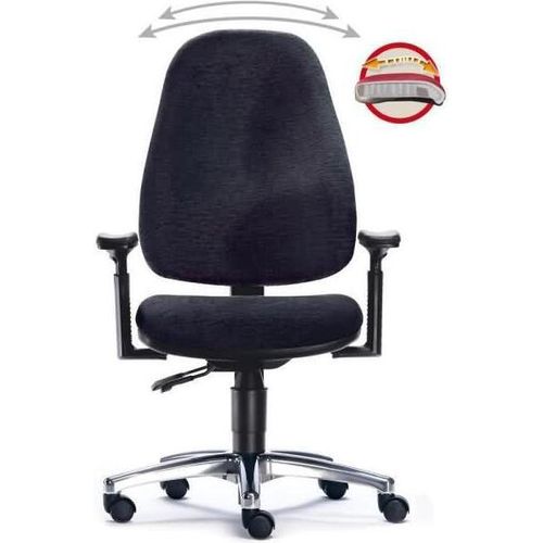 Bürodrehstuhl Lady Fitness m. Armlehne Alu-Fußkreuz Hartboden schwarz