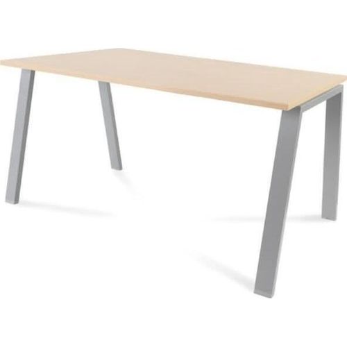 Schreibtisch Blanca BxTxH 140x80x73cm Gestell grau Platte Melamin buche.