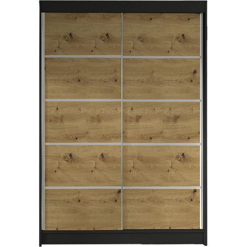 MIRJAN24 Schiebetürenschrank Lino IV, Kleiderschrank vom Hersteller (Schwarz / Artisan Eiche, ohne Beleuchtung)