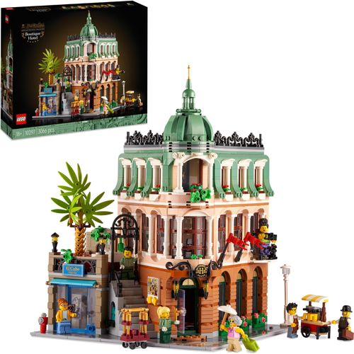 LEGO Icons Boutique-Hotel Gebäude mit 5 detailreichen Zimmern inkl. Galerie, Modellbausatz für Erwachsene, Modular Buildings Reihe 10297