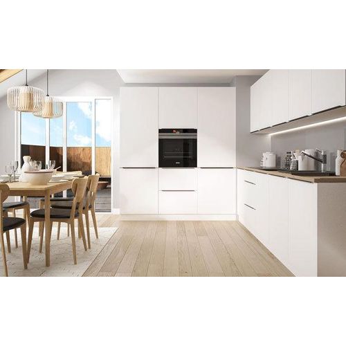 Küchenzeile "Bonn" Wohnküche Küchenblock 300cm Teilauszug weiß Front weiß matt