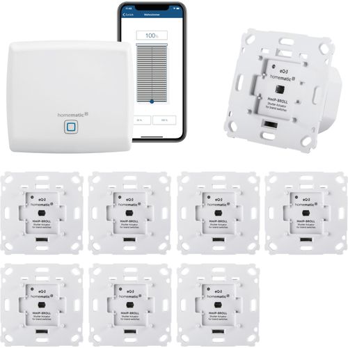 Homematic IP Rollladensteuerung für 8 Rollläden. Smart Home Set mit App zur Automatisierung der Rollläden. Ideal zur Nachrüstung. Alexa kompatibel.